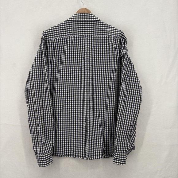 Todd Snyder Shirt Mens 17.5 36/37 Blue Gingham Check Cotton Long Sleeve Dress - Picture 12 of 13